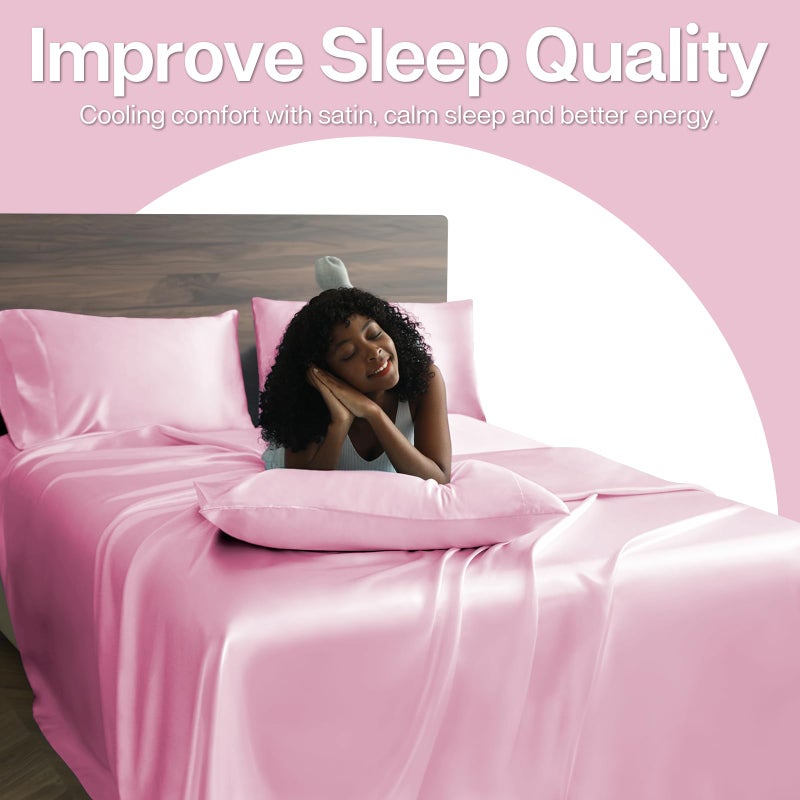 MR&HM Satin Pillowcase for Hair and Skin, Silk Satin Pillowcase 2 Pack, Standard Size Pillow Cases Set of 2, Silky Pillow Cover with Envelope Closure (20x26, Pink) - Image 5
